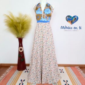 Vestido bordado de relleno halter T-Ext G (38)
